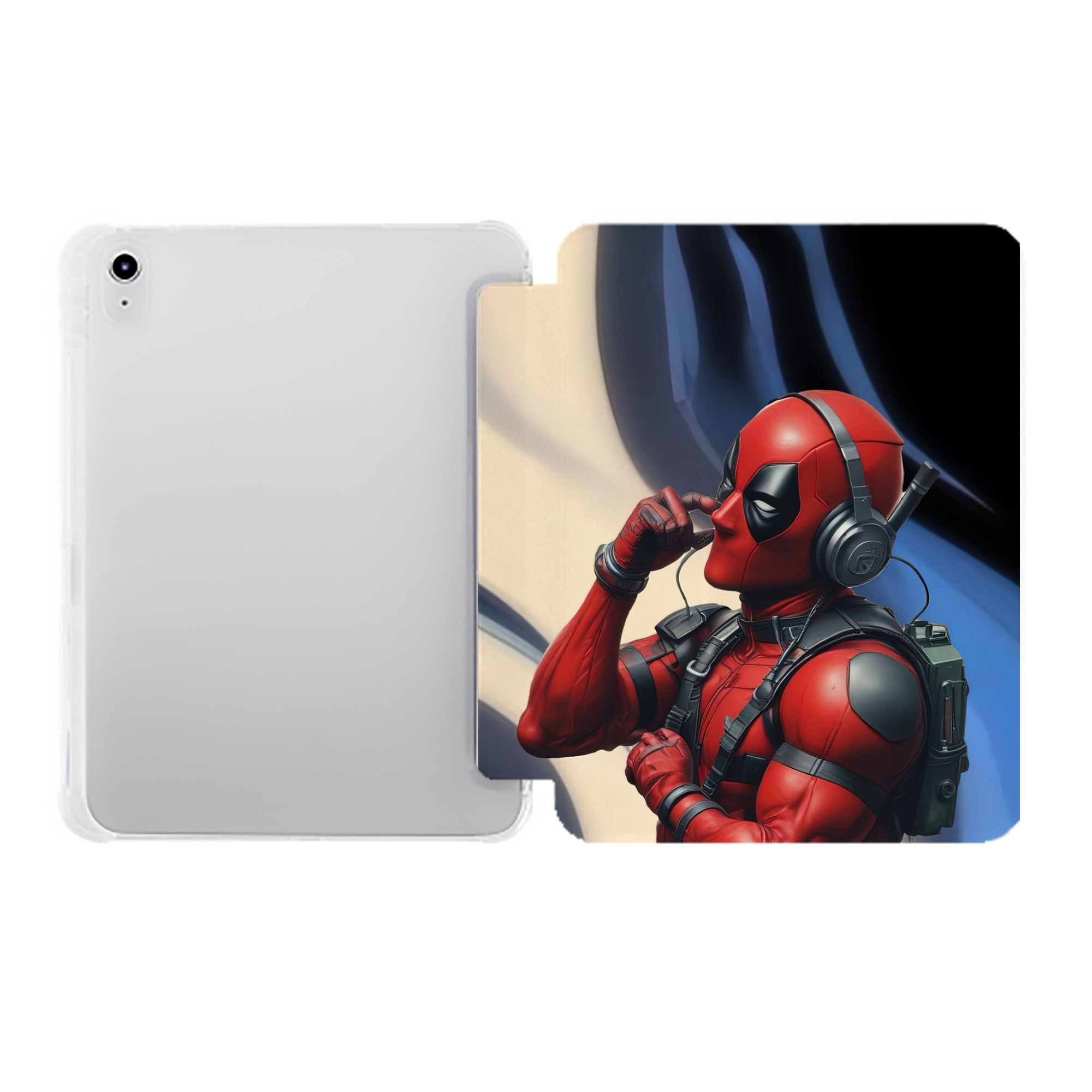 （画像用） Deadpool デッドプール IPad ケース ペン収納付き 三つ折りスタンド PUレザー×シリコン 対応機種9.5/10.5/10.9インチ